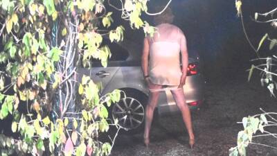 Me outdoors in the Evening With my Knickers down and Naked - ashemaletube.com