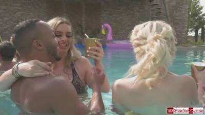 Jade Venus - Kate Zoha - Nadia Love - Ivory Mayhem - Hot tgirls have an orgy in a pool party with guys and a girl - ashemaletube.com