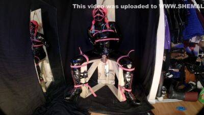 Strapped To Fucking Machine Chair In Pvc Catsuit Gagged In Chastity - shemalez.com - Canada