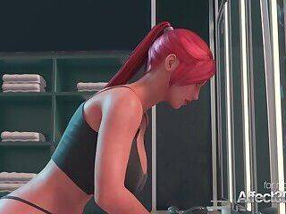 Big tits redhead babe fucked by a futa demon in a 3D animation - ashemaletube.com