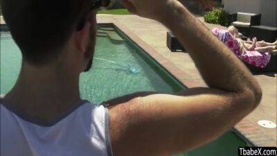 Jenna Gargles - Tranny Babe Teases Hunk Stud With An Outdoor Masturbation By The Pool - Jenna Gargles - shemalez.com