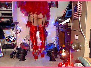 My BLACK DADDY Tre requested my red BBC WHORE sissy outfit in 9" platform stiletto heels - ashemaletube.com