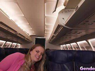 Ariel Demure - Airplane transsexual threesome with Ariel Demure - ashemaletube.com