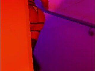 Little Sexy Ruby shows off her ass on staircase - ashemaletube.com