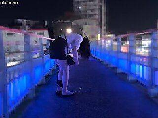 Exposed on the pedestrian bridge with vibrator ejaculated ! - ashemaletube.com - Japan